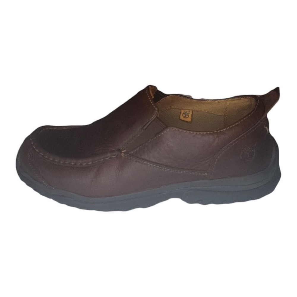 Timberland Brown Leather Slip On Loafers Shoes Size‎ 6 Moc Toe Comfort Trail